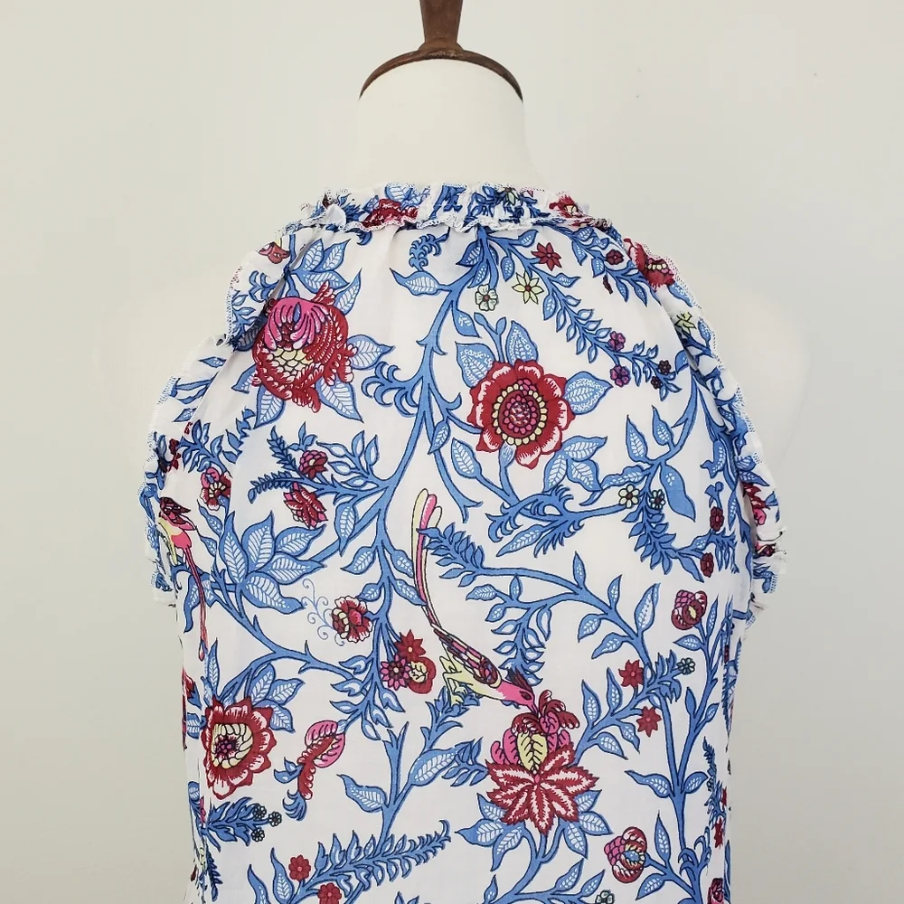 Point Sur J. Crew Ruffle Block Print Top - Picture 11 of 14